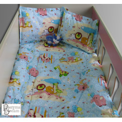 Бебешко спално бельо ZOO в синьо 100% памук
