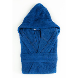 Плътен хавлиен халат с качулка Синьо