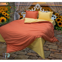 Памучен сатен Жълто-Оранжево спално бельо
