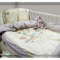 Луксозно бебешко спално бельо в бежово с бродерия МАЙМУНКА