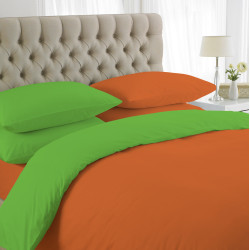 Спално бельо с две лица Зелено с Оранжево