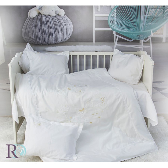 Бебешко спално бельо с бродерия MONKEY бяло