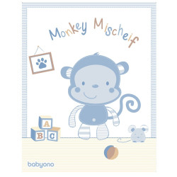 Луксозно бебешко одеяло Маймунка синьо
