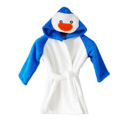 Детски халат от микропамук с Пингвин синьо