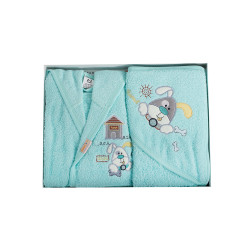 Бебешки хавлиен халат с хавлийка комплект DoggyG
