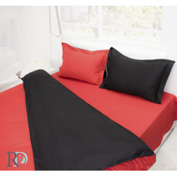 Луксозно спално бельо от памучен сатен Black Red