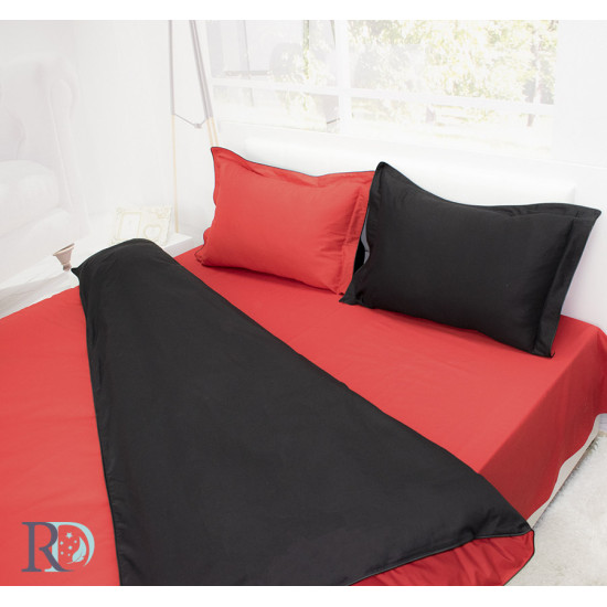 Луксозно спално бельо от памучен сатен Black Red