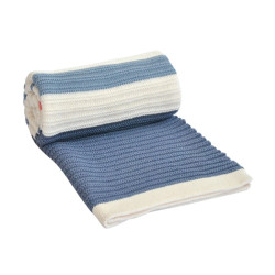 Памучно бебешко одеяло Синьо и Бяло