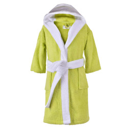Детски хавлиен халат - зелено и бяло M