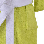 Детски хавлиен халат - зелено и бяло S
