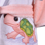 Детски хавлиен халат - костенурка в розово S