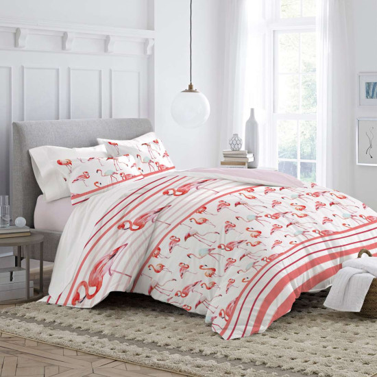 Спално бельо премиум за единично легло Фламинго