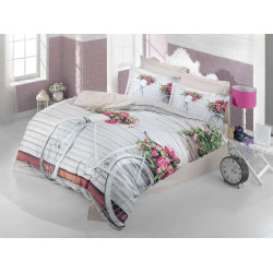 Луксозен спален комплект от памучен сатен с 3D за голяма спалня - романс