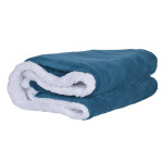 Шерпа одеяло с две лица 140/200 - петролно синьо и бяло