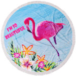 Кръгла плажна кърпа Фламинго