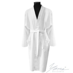 Вафлен халат с кимоно ръкав Бяло