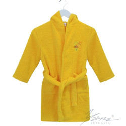 Детски халат с бродерия микропамук Жълто