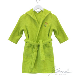 Детски халат с бродерия микропамук Зелено