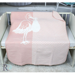 Бебешко одеяло памук Pink stork
