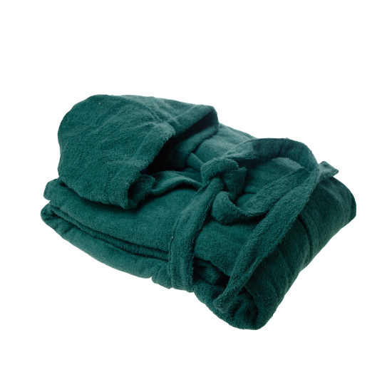 Хавлиен халат с качулка Тъмно зелено