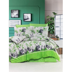 Спално бельо ранфорс Панда зелено