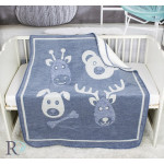 Бебешко памучно одеяло Animals Синьо