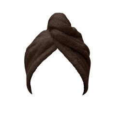 Хавлиена кърпа за глава с копче Кафяво