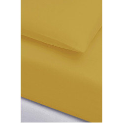 Памучен долен чаршаф в жълт цвят