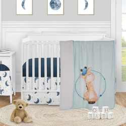 Бебешко одеяло в синьо Жираф 100/150