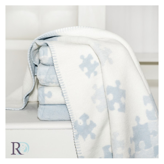 Бебешко памучно одеяло Blue Puzzle