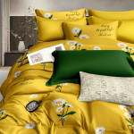 Двойно спално бельо Маргаритка жълто сатенирано