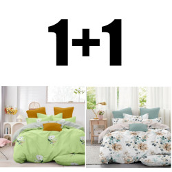 Два двойни спални комплекта Зелени цветя и Бояна микросатен