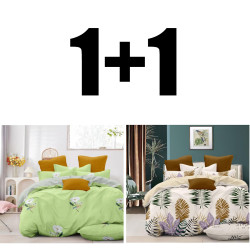 Два двойни спални комплекта Зелени цветя и Мамба микросатен