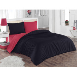 Двуцветно спално бельо 100% памук ранфорс (червено/черно) от StyleZone