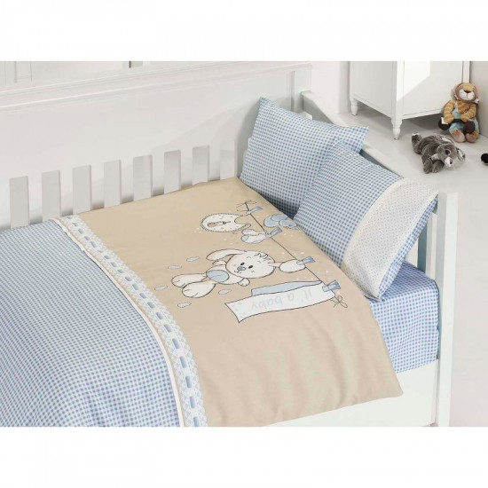 Бебешко спално бельо с плетено памучно одеяло - Бейби Блу от StyleZone