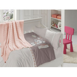 Бебешко спално бельо с плетено памучно одеяло - Бейби Пудра от StyleZone