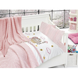 Бебешко спално бельо с плетено памучно одеяло - Кити пинк от StyleZone