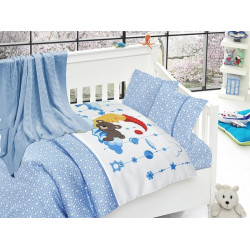 Бебешко спално бельо с плетено памучно одеяло - Слипър Блу от StyleZone