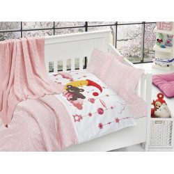 Бебешко спално бельо с плетено памучно одеяло - Слипър Пинк от StyleZone