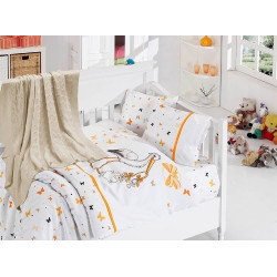 Бебешко спално бельо с плетено памучно одеяло - Сторк Ориндж от StyleZone