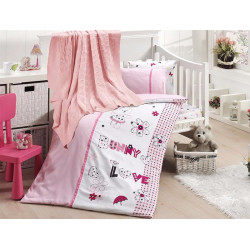 Бебешко спално бельо с плетено памучно одеяло - Love Bunny от StyleZone