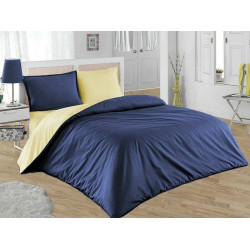 Двуцветно спално бельо от 100% памук (тъмно синьо/светло жълто) от StyleZone