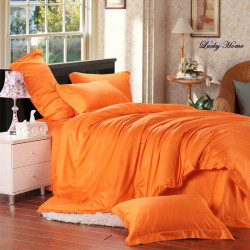 Едноцветно спално бельо от памучен сатен - ОРАНЖ от StyleZone