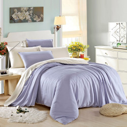 Двуцветно спално бельо от памучен сатен (бяло/светло лилаво) от StyleZone