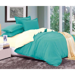 Двуцветно спално бельо от 100% памук ранфорс (тюркоаз/екрю) от StyleZone