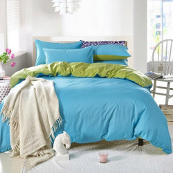 Двуцветно спално бельо от 100% памук ранфорс (светлосиньо/зелено) от StyleZone