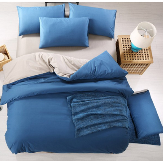 Двуцветно спално бельо от 100% памук ранфорс (тъмносиньо/сиво) от StyleZone