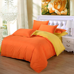 Двуцветно спално бельо от 100% памук ранфорс (оранж/жълто) от StyleZone