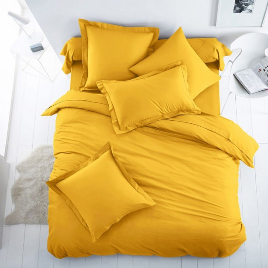 Едноцветно спално бельо от 100% памук ранфорс - ЯРКО ЖЪЛТО от StyleZone