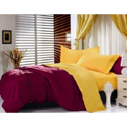 Двуцветно спално бельо от 100% памук ранфорс (бордо/патешко жълто) от StyleZone